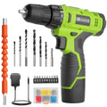 FADAKWALT 12V CordlessDrill, Battery Power Drill Drivers, 3/8” inch Keyless Chuck, Electric Screwdriver Kit, 21+1 Torque Setting, Combi Drill with Li-Ion Battery and Charger(Green)