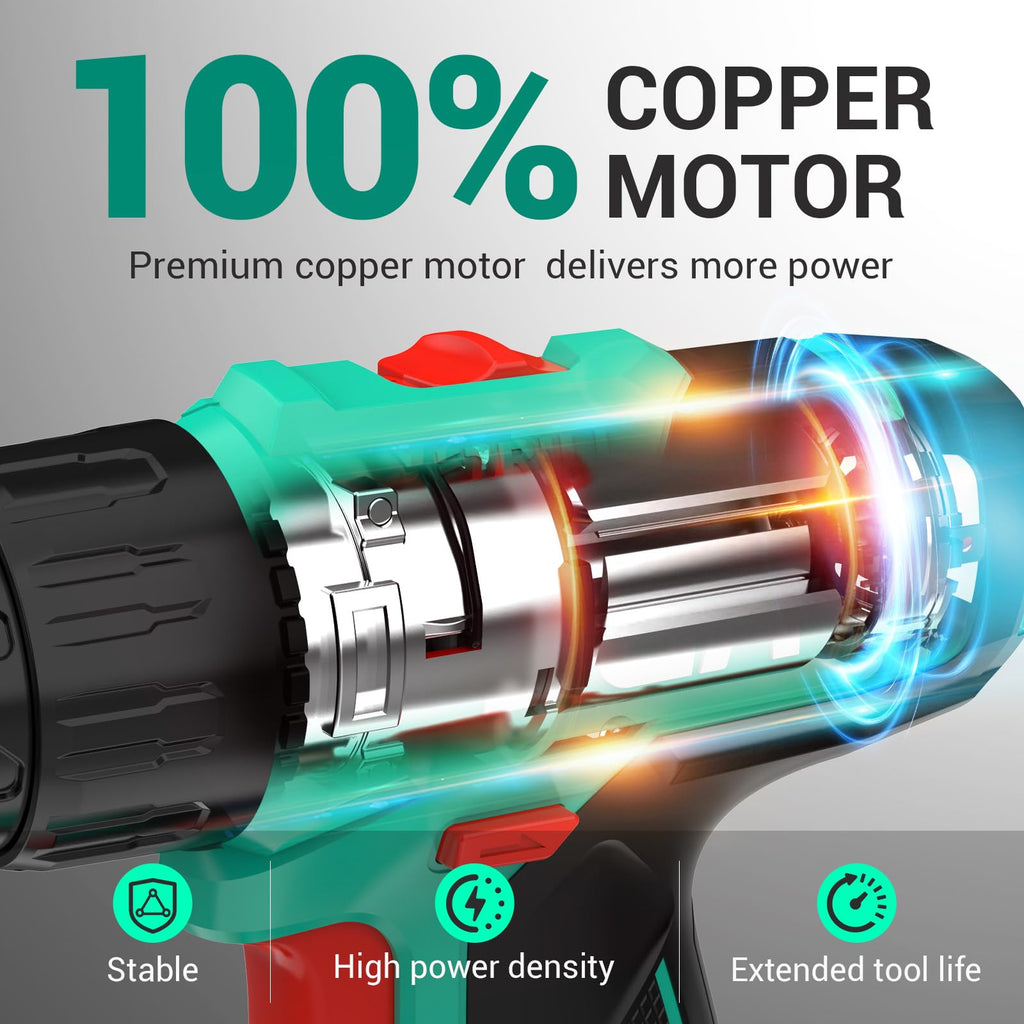 DCA Cordless Drill Set, 40 N.m Torque, 10mm Keyless Chuck, Electric Power Drill with 2.0Ah Battery and Charger,18+1 Position,35-Piece 20V Drill Driver Kit, ADJZ2035