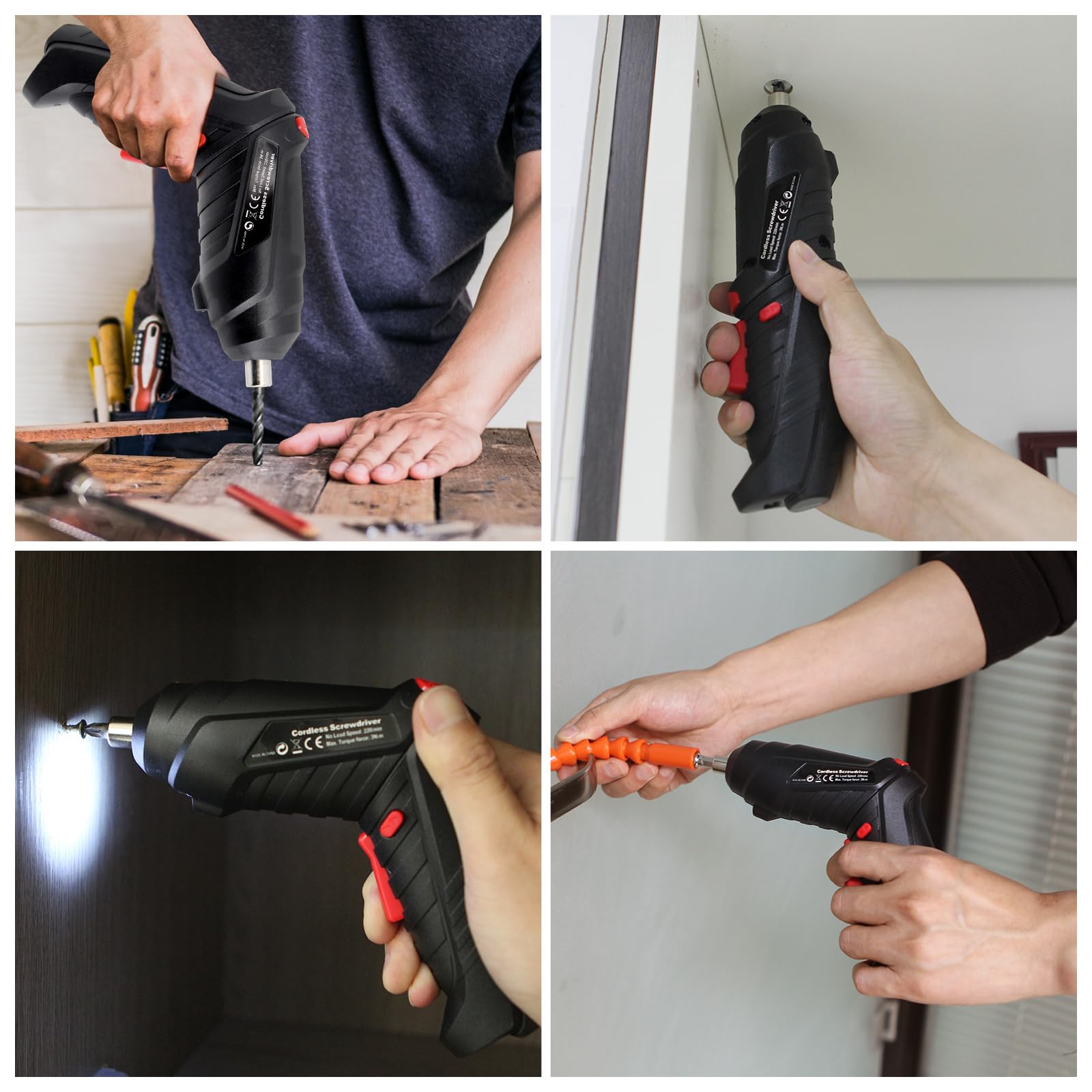 Electric Drill Screwdriver, 49 in 1 Portable Cordless Screwdriver Set Rotated 90 Degrees Electric Screwdrivers Cordless Handle with Led Worklight and Charger for Home Office DIY Tools
