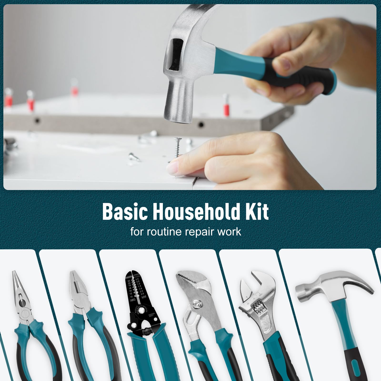 Sundpey Home Tool Kit 281-PCs - Protable Complete Basic Hand Repair General Tool Sets for Men Women - Tool Set with Socket Wrench Set & Screwdriver Set & Metric Hex Key & Pliers & Tool Box Case