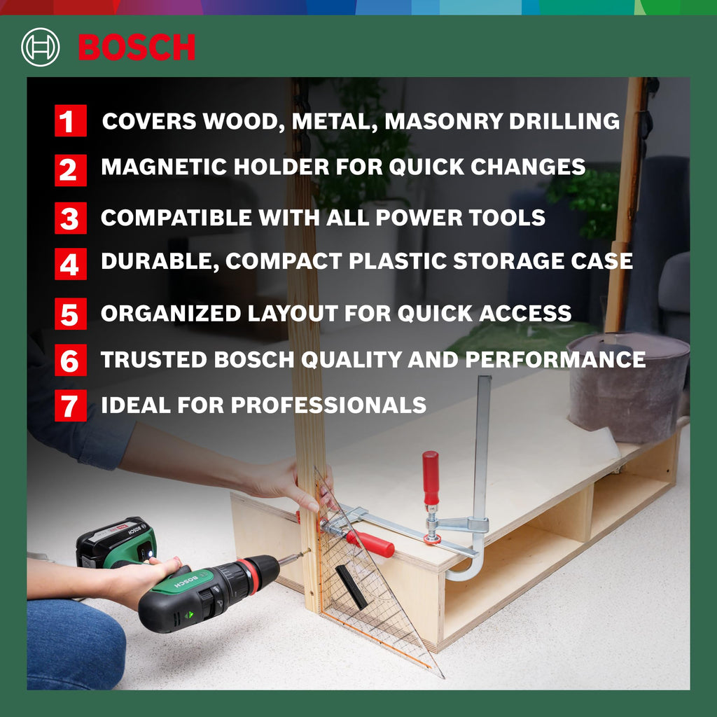 Bosch 34pc. X-Line Drill and Screwdriver Bit Set (for Wood, Masonary and Metal, Accessories Drill and Screwdriver)