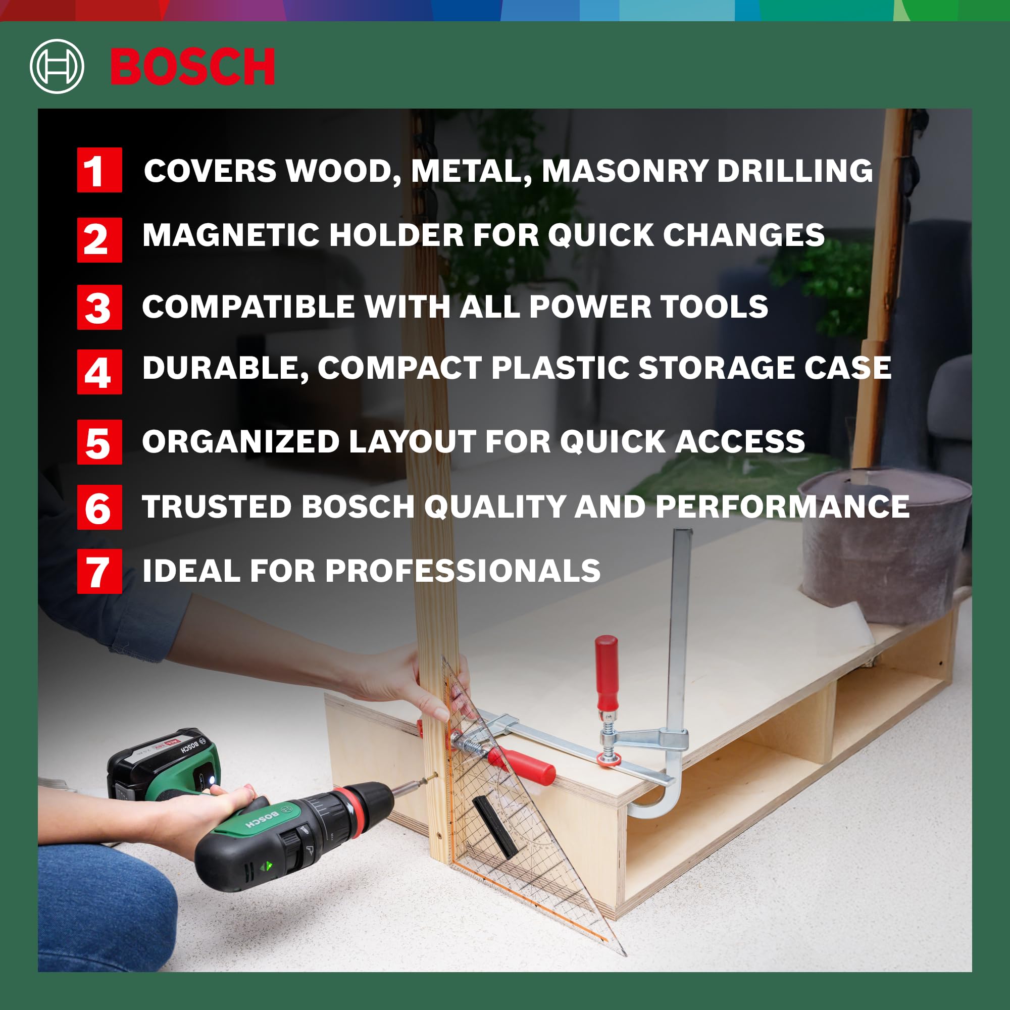 Bosch 34pc. X-Line Drill and Screwdriver Bit Set (for Wood, Masonary and Metal, Accessories Drill and Screwdriver)