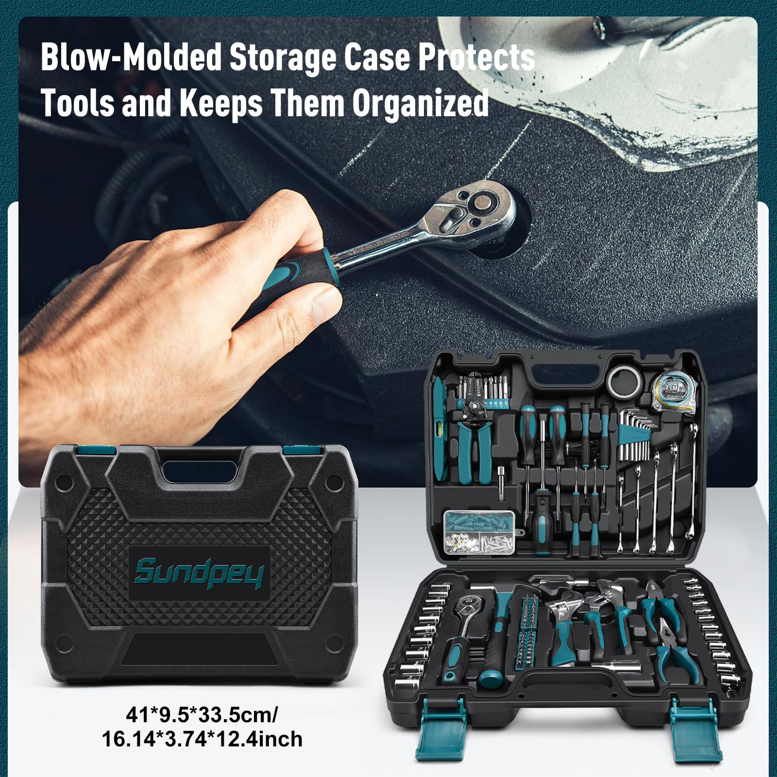 Sundpey Home Tool Kit 281-PCs - Protable Complete Basic Hand Repair General Tool Sets for Men Women - Tool Set with Socket Wrench Set & Screwdriver Set & Metric Hex Key & Pliers & Tool Box Case