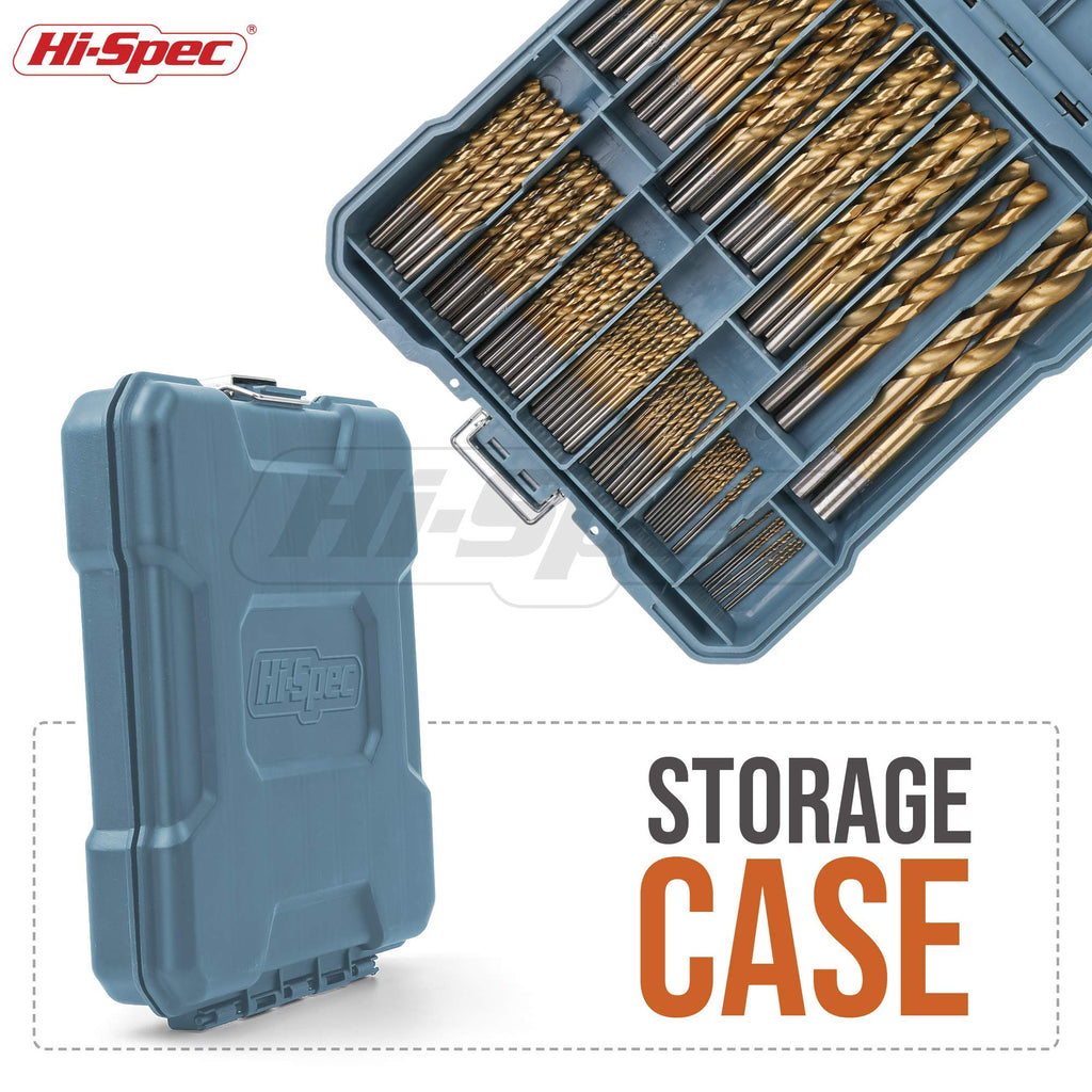 Hi-Spec 99pc Complete HSS Mixed Drill Bit Set, 1 to 10mm Titanium Coated High Speed Steel Drill Bits for Metal, Wood & Plastic, All in a Box Case