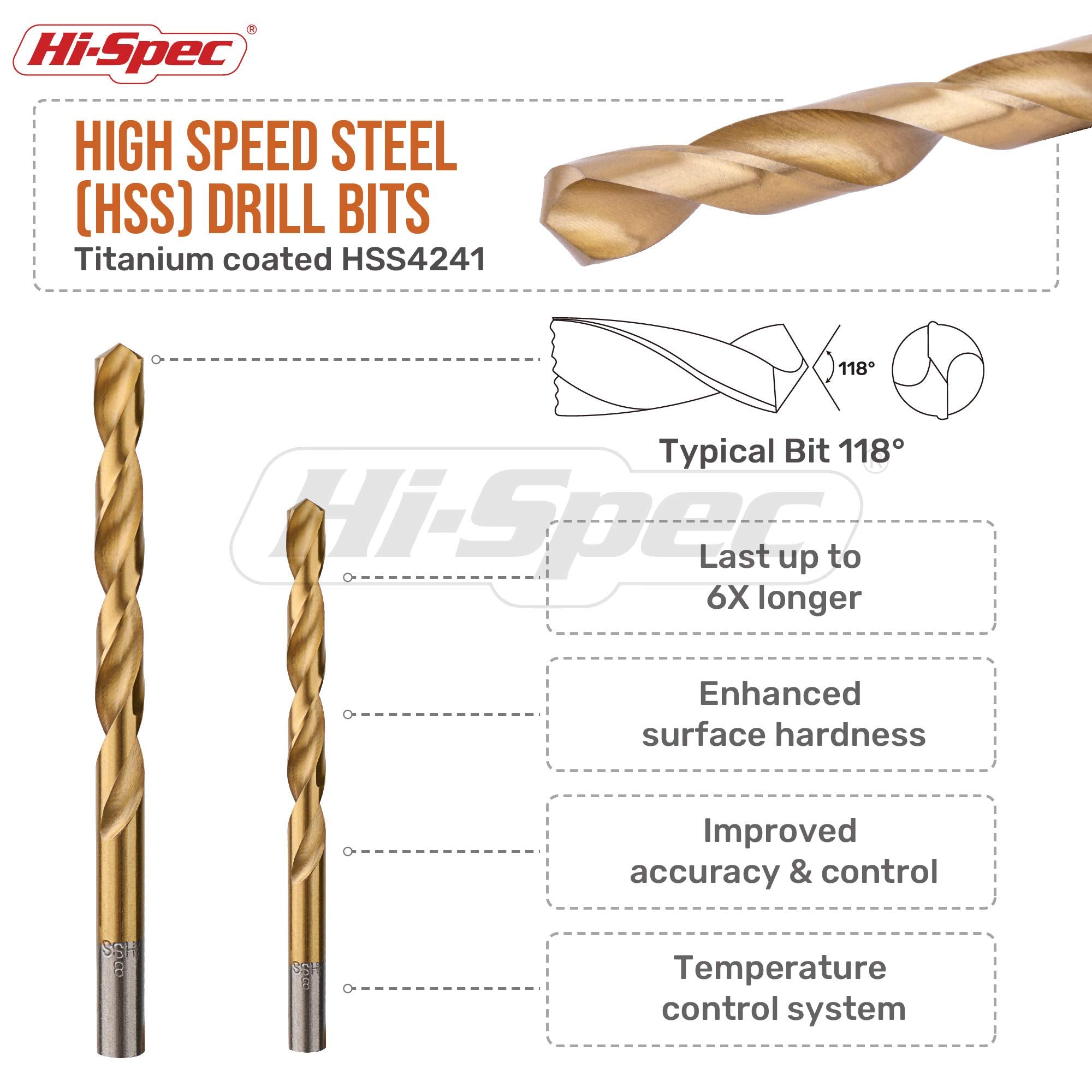 Hi-Spec 99pc Complete HSS Mixed Drill Bit Set, 1 to 10mm Titanium Coated High Speed Steel Drill Bits for Metal, Wood & Plastic, All in a Box Case