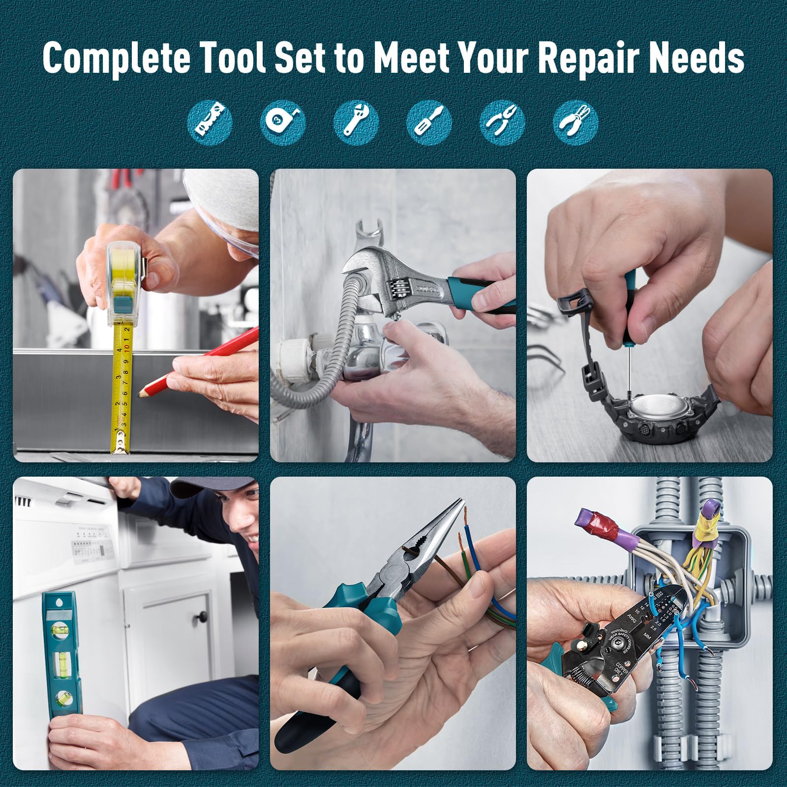 Sundpey Home Tool Kit 281-PCs - Protable Complete Basic Hand Repair General Tool Sets for Men Women - Tool Set with Socket Wrench Set & Screwdriver Set & Metric Hex Key & Pliers & Tool Box Case